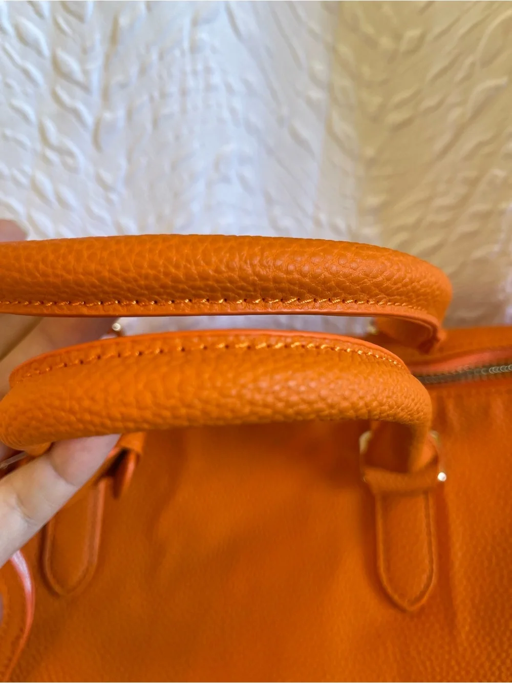 TRULY Orange Leather Duffle Bag Travel Luggage - NWT **